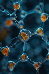 Leinwandbilder - Abstract isometric molecular chains, creating a seamless lattice pattern,