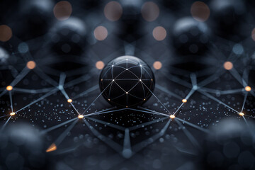 Poster - Minimalist isometric spheres and lines representing atoms and bonds, arranged in a grid,
