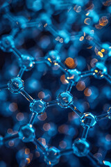 Leinwandbilder - Isometric pattern of stylized molecules and geometric hexagons, arranged in a lattice,