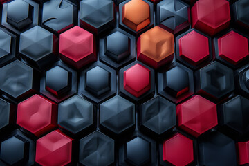 Wall Mural - Minimalist isometric hexagons and stylized computer mouse symbols, arranged in a repeating pattern,