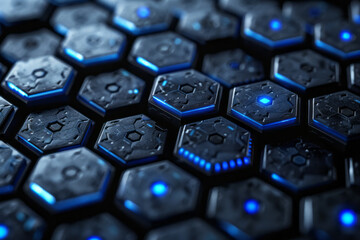 Fototapete - Minimalist isometric hexagons and stylized computer mouse symbols, arranged in a repeating pattern,