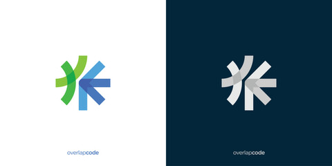 Coding Logo Designs Template, Abstract Overlay Code Symbol, Modern Code Logo for Programmer.