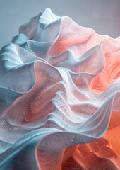 Leinwandbilder - Abstract AR-Enhanced Waves on Paper Texture Background Exhibiting Minimalist Design and Holographic Elements in Soft Light
