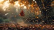 © MURTAZA - A scene of a leaf falling from a tree, with a background of autumn particles of leaves and dust