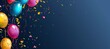 © YURIMA - Colorful balloons and confetti stand out against a dark backdrop, creating a vibrant and joyful atmosphere great for parties and celebrations. It evokes a festive and cheerful vibe