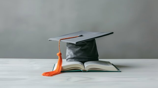 The graduation hat on book