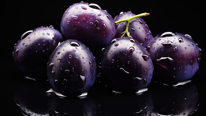 Canvas Print - Dew-Kissed Delight: Fresh Plums with Shimmering Drops
