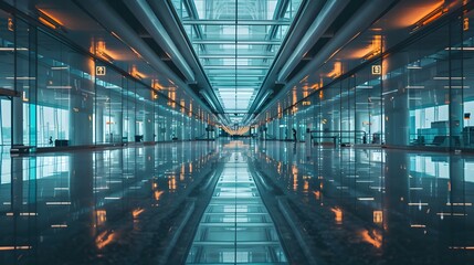 Wall Mural - Aerial view of a busy airport terminal with planes parked at gates, resembling a kaleidoscope pattern, showcasing modern aviation infrastructure.