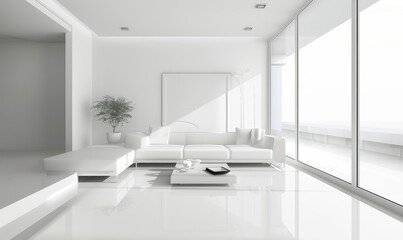 Wall Mural - Modern white minimalistic lounge