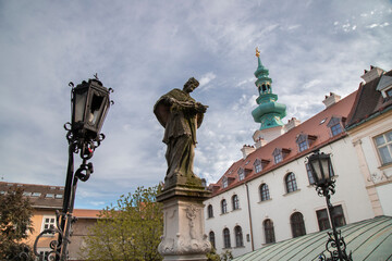 Scenic view of the iconic Mikhailovsky Gate in Bratislava