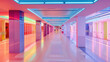 © sommersby - A long hallway features colorful lights on the ceiling, creating a vibrant and dynamic atmosphere
