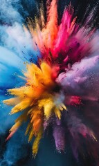 Wall Mural - Vibrant explosion of colorful powder from a speaker, creating a stunning visual impact that's perfect for creative and artistic themes.