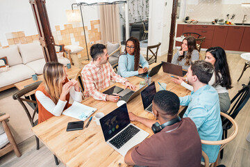 Multiracial group at a work meeting