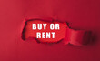 © Алла Морозова - A red background with a white word that says buy or rent