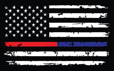 Thin Blue Line & Red Line Police & Fire respect and honor law enforcement Flag