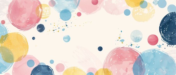 Wall Mural - Colorful background with pastel colors and circles colorful circles with a watercolor texture, soft pastels, minimalist style, white space in the center Generative AI