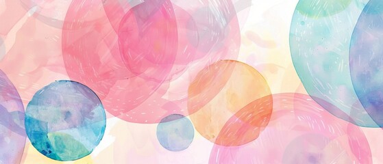 Wall Mural - Abstract background with colored circles, pastel colors, soft light and shadow Generative AI