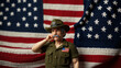 © ZackZephyr - Illustration of Veteran with American Flag in Knitted Art