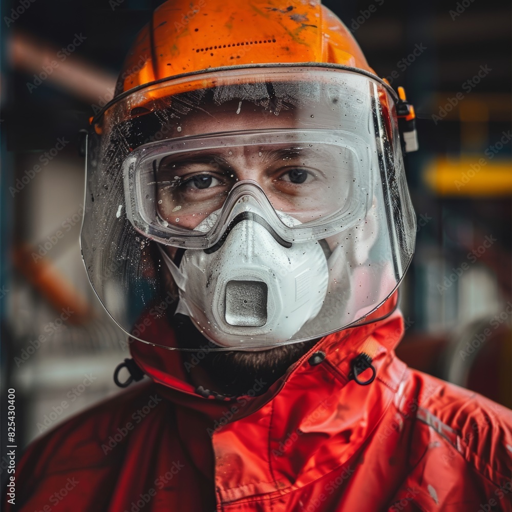 Industrial Worker in Personal Protective Equipment (PPE) with Orange ...