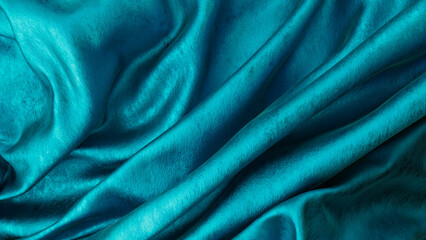 Flowing 3D turquoise colored leather fabric abstract