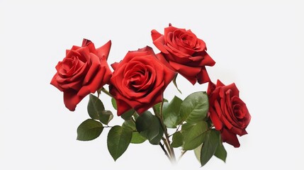 Sticker - AI generated illustration of red roses on a white background