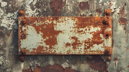 grungy blank rust sign on weathered metal background vintage copyspace design realistic texture