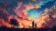 © Cloudyew - Bold silhouettes against a colorful sky capture the essence of human connection