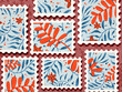 © Xènia Besora Sala/Stocksy - Various plants and flowers drawing on post stamps