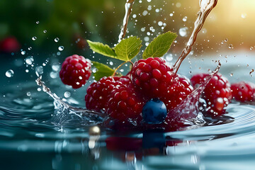 Canvas Print - berries in water