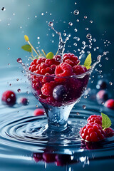 Canvas Print - berries in water splash 