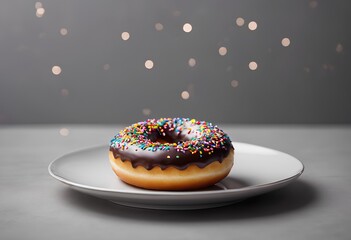 Wall Mural - AI generated illustration of a doughnut with a smooth chocolate glaze