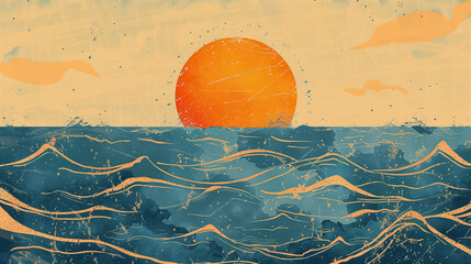 Wall Mural - Sunset Over Water Painting