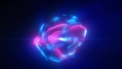 Wall Mural - blue purple energy magic sphere round high-tech digital ball core of light rays waves lines and ener
