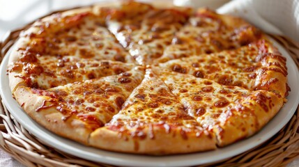 Canvas Print - Close Up of a Pizza on a Plate on a Table