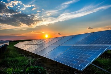Sleek Solar Power Panels Harnessing the Sun s Renewable Energy in Peaceful Rural Landscape