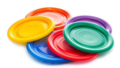 Wall Mural - Set of colorful frisbees on white background