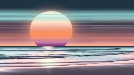 Wall Mural -   Large egg on sandy beach near ocean; cloudy blue and pink sky