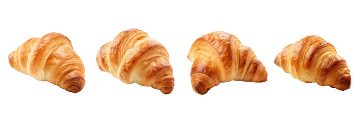 Set of A Fresh croissant isolated on a transparent backgrounds