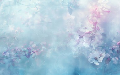 Wall Mural - A soft pastel background with delicate flowers and blue hues, creating an ethereal atmosphere Generative AI