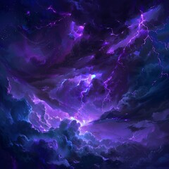 Wall Mural - background with dark purple clouds. purple electrical storm in a digital cloud for an energy concept