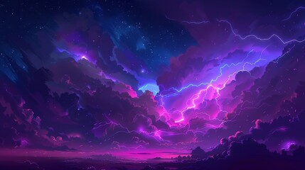 Wall Mural - background with dark purple clouds. purple electrical storm in a digital cloud for an energy concept