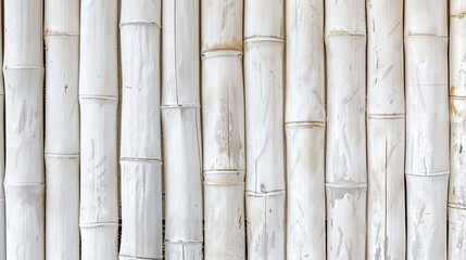 Wall Mural - White bamboo banner, template background.