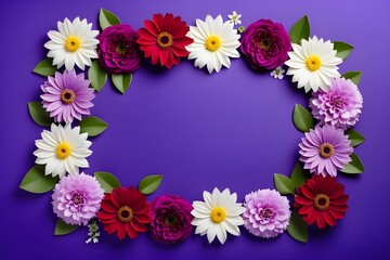 Wall Mural - a frame made of various flowers