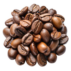 Close-Up of Roasted Coffee Beans on Transparent Background