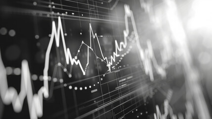 Poster - Blurred financial chart depicts the volatility and rise of inflation rates