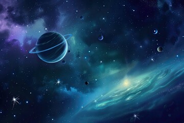 Aufkleber - Galaxy and nebula background with a cosmic outer space and starts