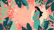 © Ziyan Yang - A pregnant woman on a background of leaves. The concept of health, motherhood, and preparation for childbirth. Vector illustration in flat style in pink and green colors, banner template