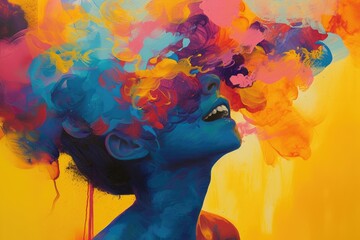 Aufkleber - The use of bright, uplifting colors to conceptualize the acceptance, and understanding of mental health conditions