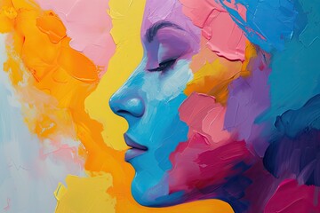 Aufkleber - The use of bright, uplifting colors to conceptualize the acceptance, and understanding of mental health conditions