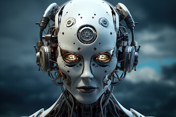 Fototapete - A futuristic robot with artificial intelligence capabilities